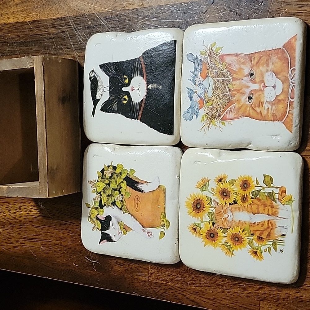 Cute kitty cat coasters